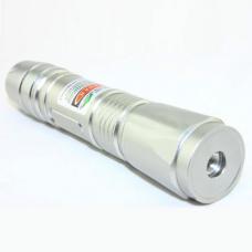 200mW レーザーポインター 緑色光 16340充電電池 グリーンレーザー 直筒型 シルバーボディ