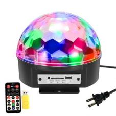 水晶魔球 舞台照明 音声制御 MP3プレー リモコン付き 9色LED ステージ/ ディスコ/パーティー/KTV/カラオケ/クラブ/バー照明用ライト 回転ライト