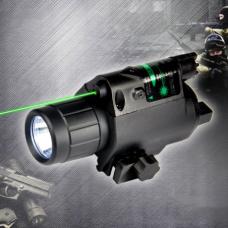 2in1戦術レーザーサイト　5mwJGSDグリーンレーザー+ LED懐中電灯　532nmのグリーンレーザーファインダー3Ｗの超明るいLEDライト